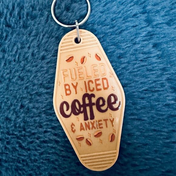 Iced Coffee & Anxiety Gift Keychain Tag - Picture 1 of 2